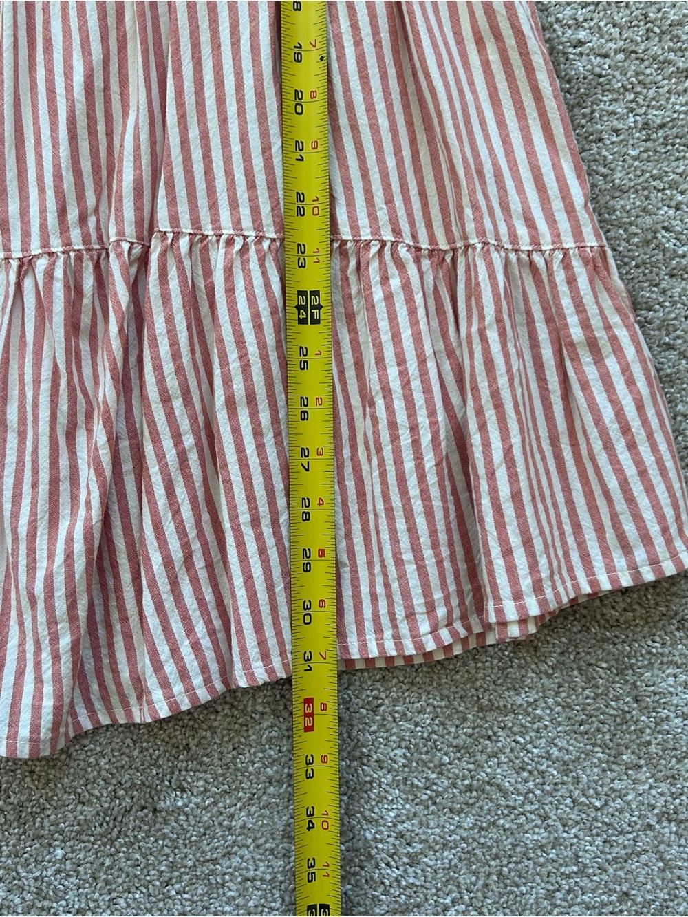 Japna Striped Tiered Babydoll Dress Extra Small Coral Pink White Summer Boho - Picture 4 of 8